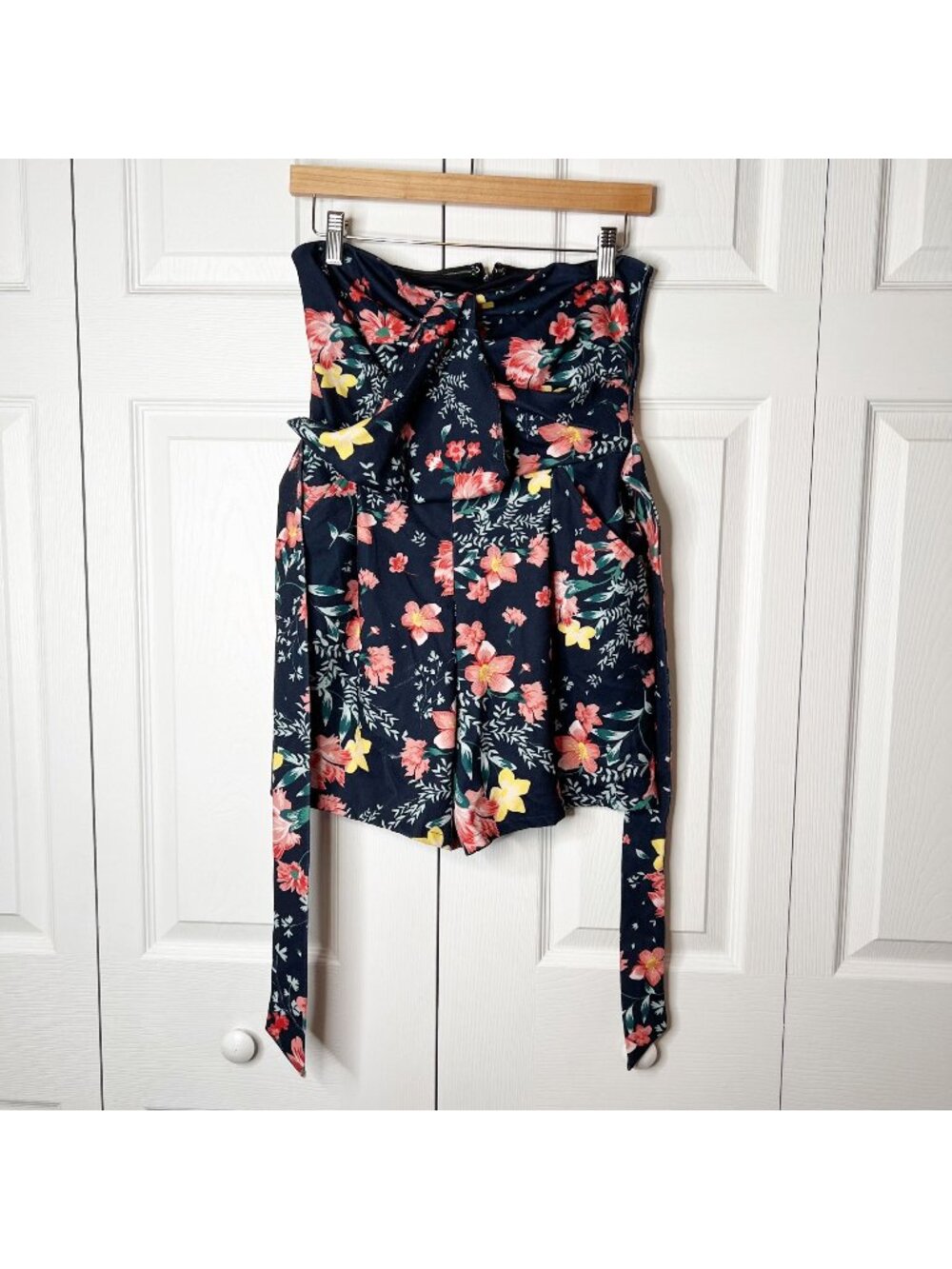Great Jones Navy Blue Floral Strapless Romper Women's Size Small S